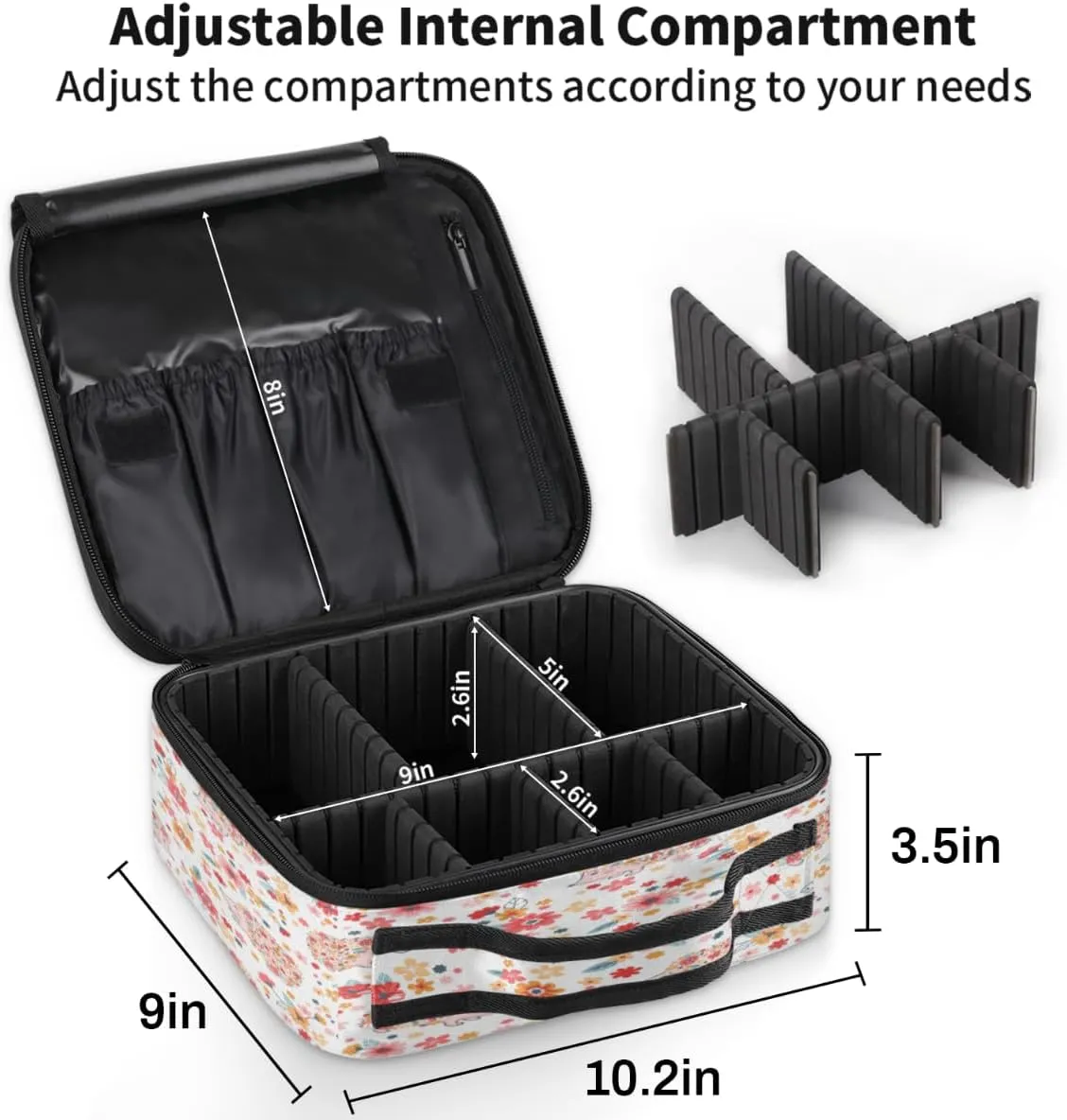 Hedgehogs Pattern Makeup Train Case Travel Makeup Bag Professional Cosmetic Organizer Portable Storage Box with Adjustable Dividers for Cosmetics Makeup Brushes Toiletry