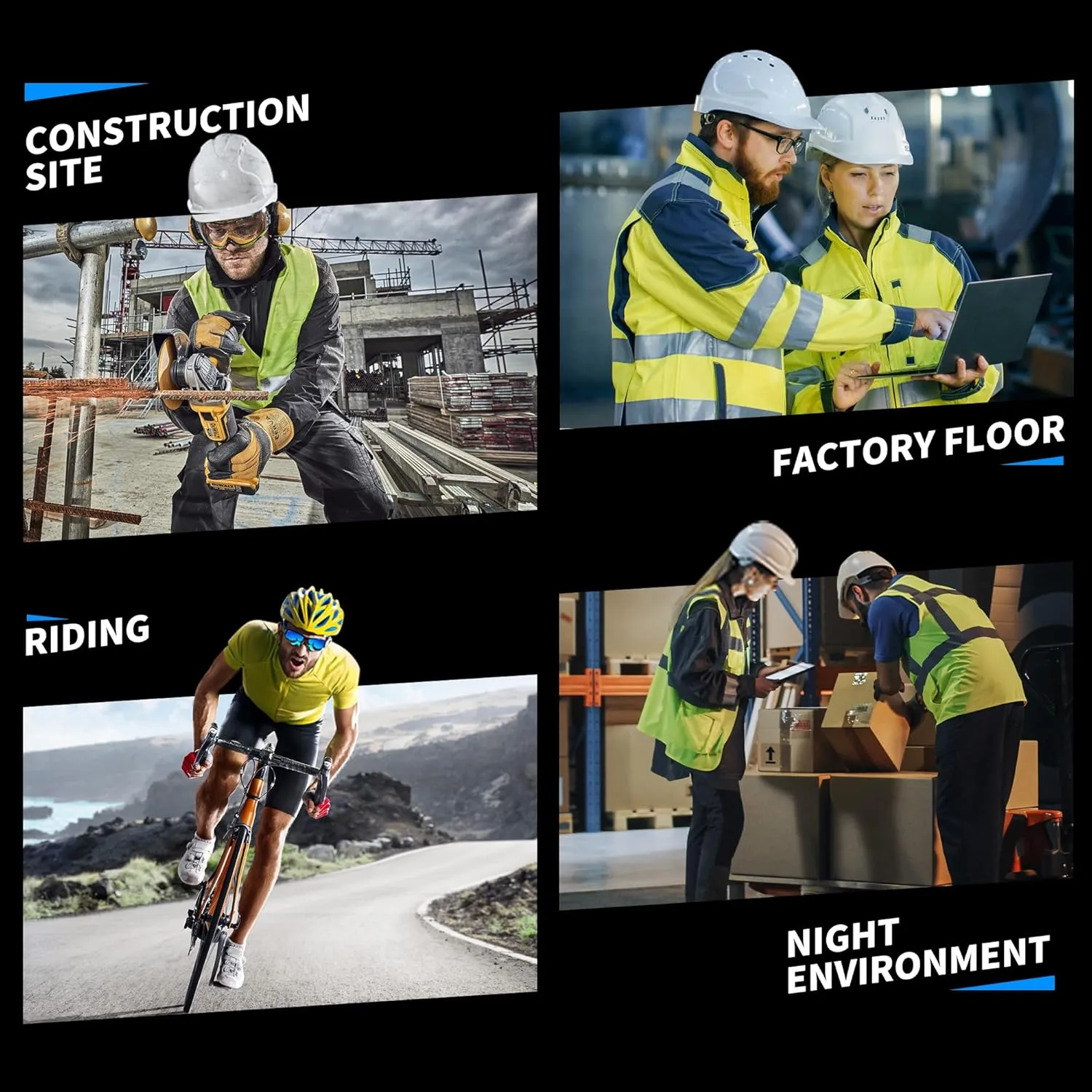 Hi Vis Long Sleeve Reflective T Shirts Safety Work Shirts Black Bottom Fast Dry for Men 12PCS