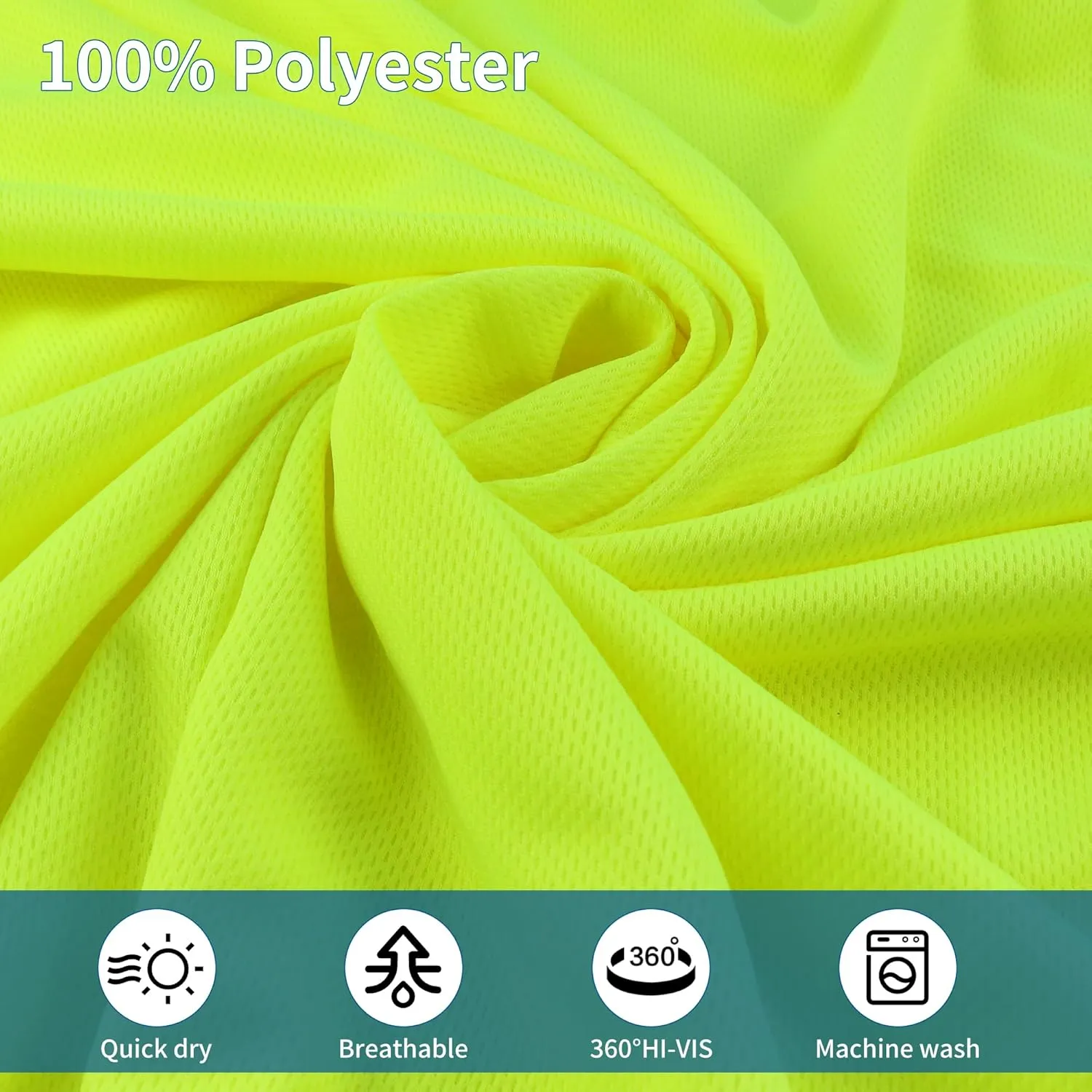 Hi Vis Long Sleeve Reflective T Shirts Safety Work Shirts Black Bottom Fast Dry for Men 12PCS