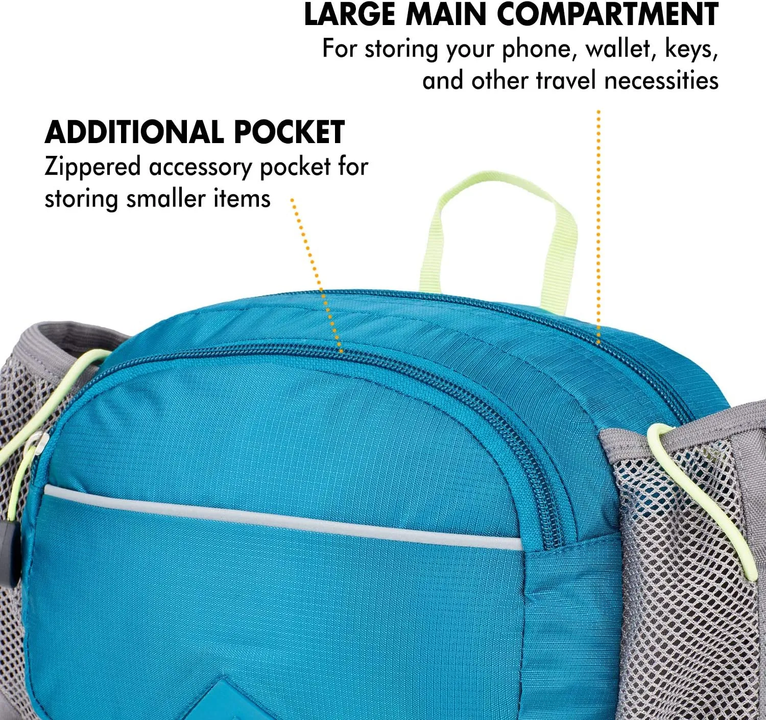 High Sierra HydraHike Waist Pack, Lightweight Running, For Men, Women, and Kids, Lagoon/Slate/Zest, 3L with Bottles