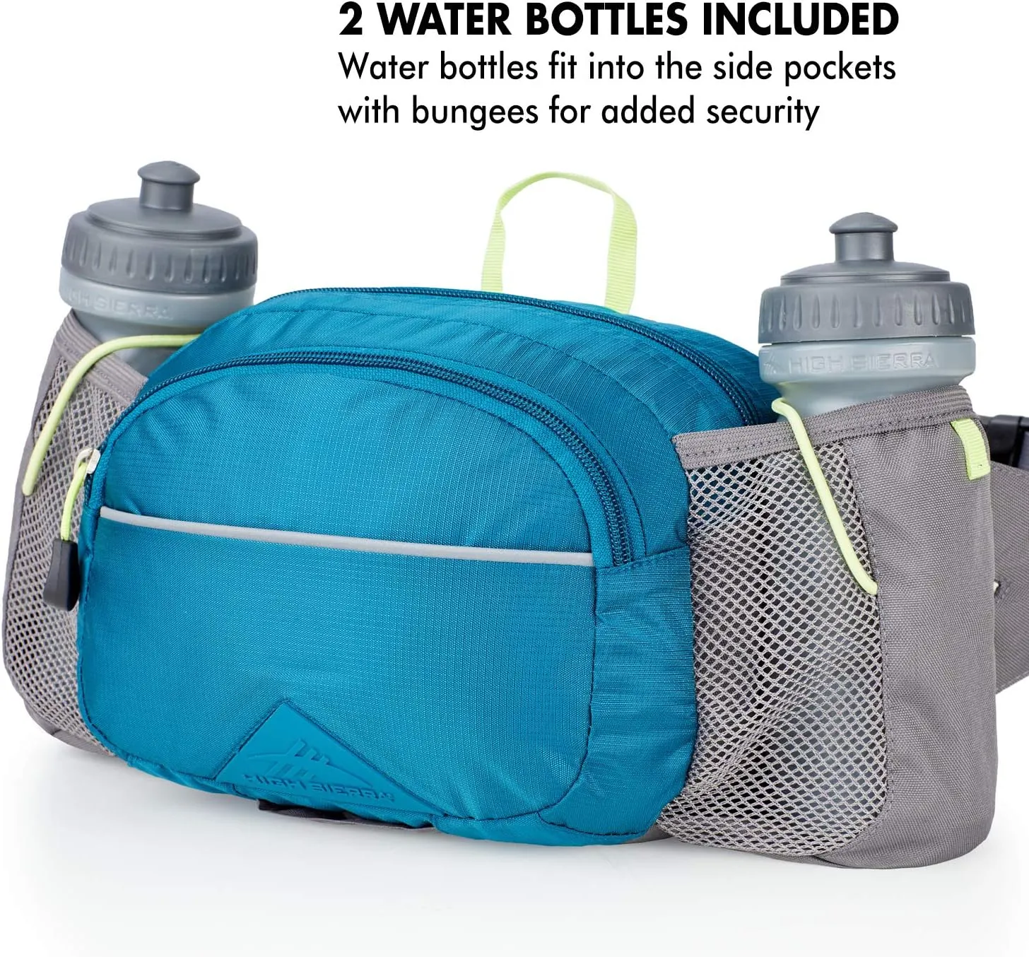 High Sierra HydraHike Waist Pack, Lightweight Running, For Men, Women, and Kids, Lagoon/Slate/Zest, 3L with Bottles