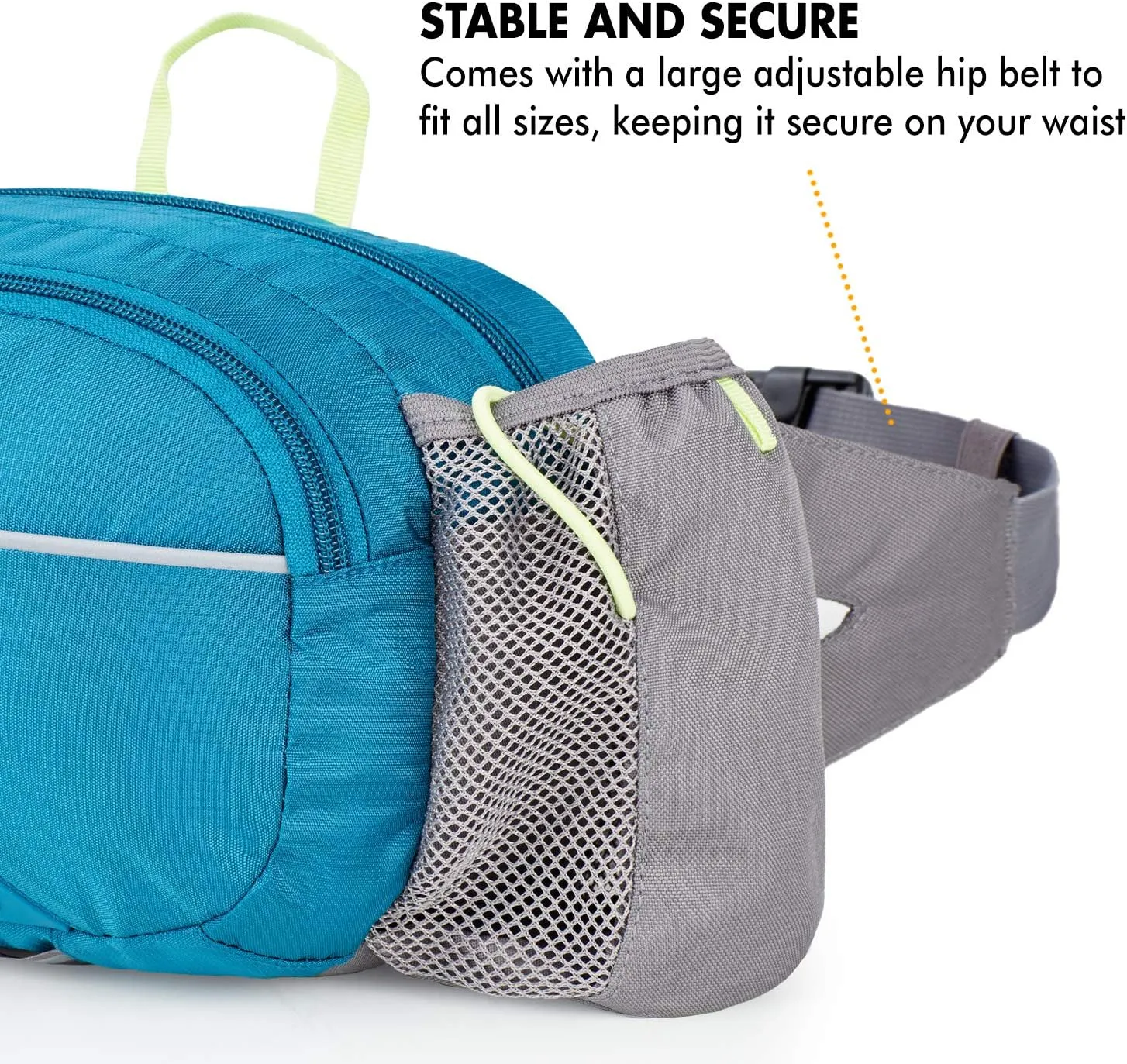 High Sierra HydraHike Waist Pack, Lightweight Running, For Men, Women, and Kids, Lagoon/Slate/Zest, 3L with Bottles