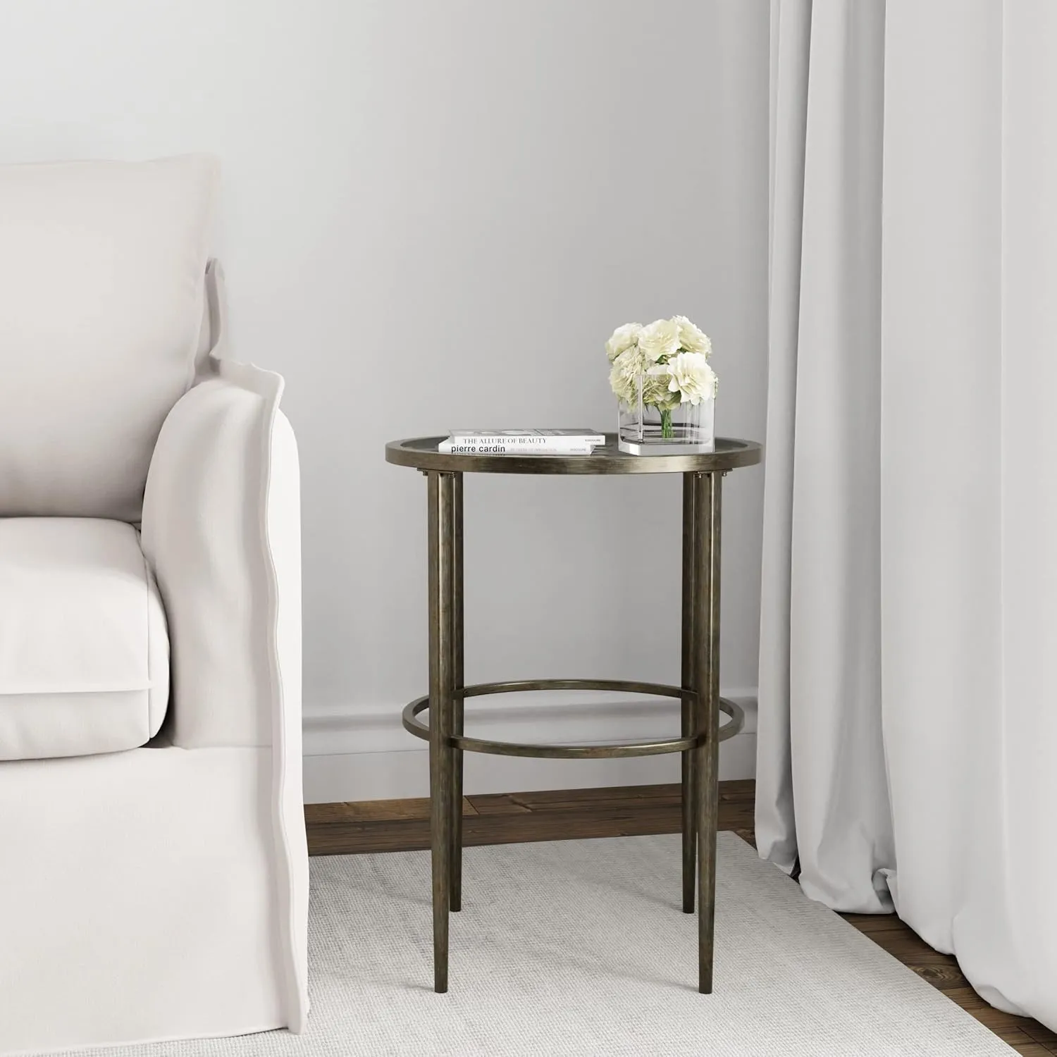 Hillsdale Marsala End Table, 17.25", Gray Finish with Rubbed Brown Accents