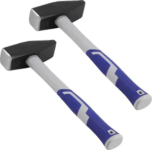 HOIGON 2 Pack 4.5 lb Blacksmith Hammer, Cross Pein Hammer with Shock Absorbing Fiberglass Handle for Metal Processing, Wood Work, Home Repair, Demolition