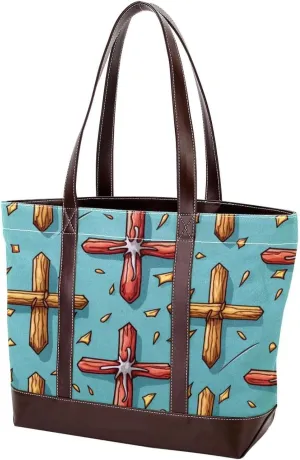 Holy Easter Cross-1024 Tote Bags Durable Leather Canvas Purses and Handbags for Women Top Handle Shoulder Satchel Hobo Bags