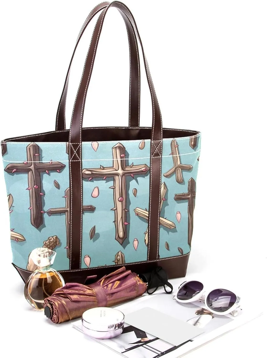 Holy Easter Cross-1024 Tote Bags Durable Leather Canvas Purses and Handbags for Women Top Handle Shoulder Satchel Hobo Bags