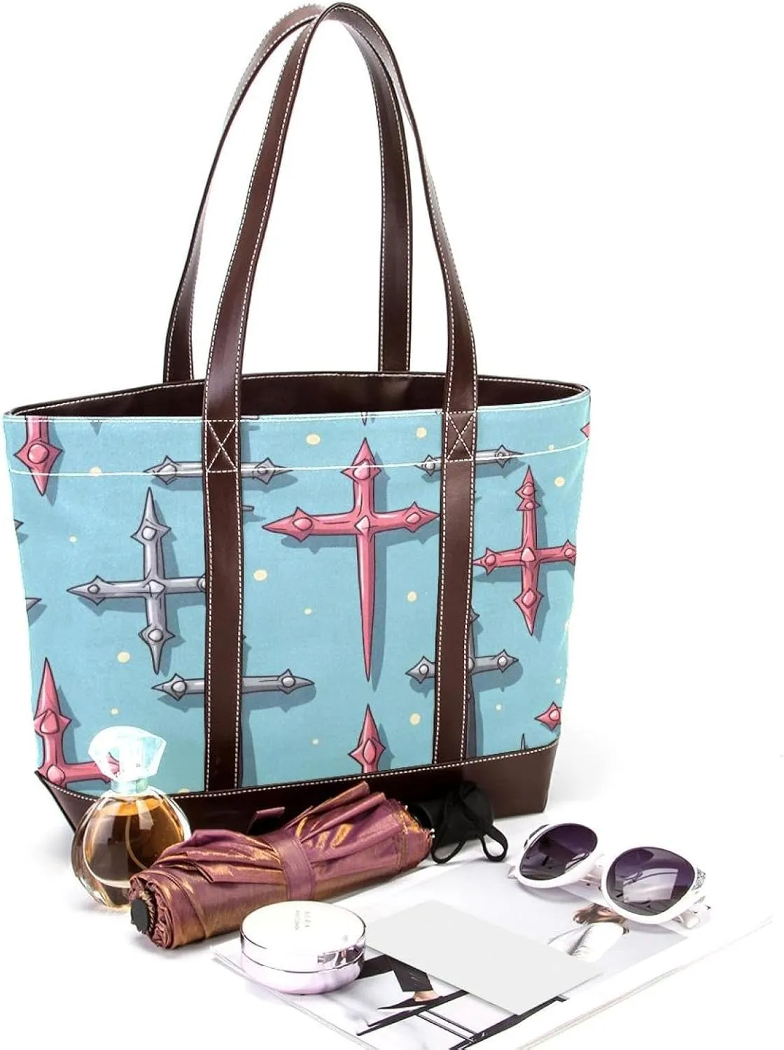 Holy Easter Cross-1024 Tote Bags Durable Leather Canvas Purses and Handbags for Women Top Handle Shoulder Satchel Hobo Bags
