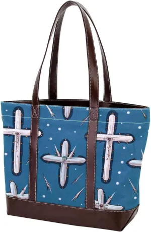 Holy Easter Cross-1024 Tote Bags Durable Leather Canvas Purses and Handbags for Women Top Handle Shoulder Satchel Hobo Bags