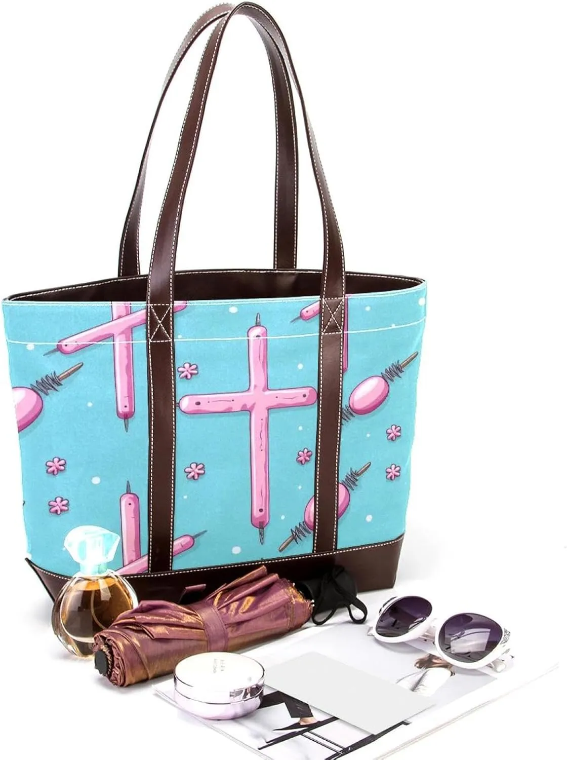 Holy Easter Cross-1035 Shoulder Purses for Women Large Soft Washed Leather Purses and Durable Handbags