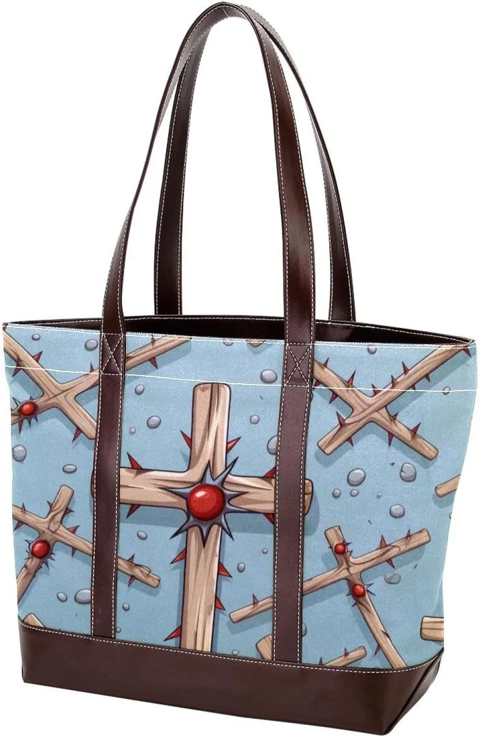 Holy Easter Cross-1057 Tote Bags Durable Leather Canvas Purses and Handbags for Women Top Handle Shoulder Satchel Hobo Bags
