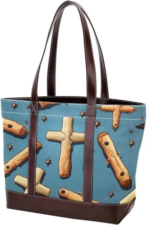 Holy Easter Cross-1057 Tote Bags Durable Leather Canvas Purses and Handbags for Women Top Handle Shoulder Satchel Hobo Bags
