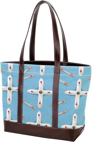Holy Easter Cross-1057 Tote Bags Durable Leather Canvas Purses and Handbags for Women Top Handle Shoulder Satchel Hobo Bags