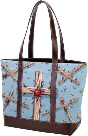Holy Easter Cross-1057 Tote Bags Durable Leather Canvas Purses and Handbags for Women Top Handle Shoulder Satchel Hobo Bags