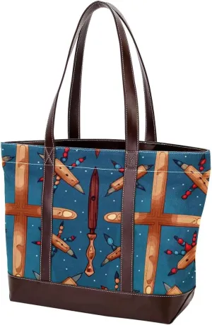 Holy Easter Cross-1057 Tote Bags Durable Leather Canvas Purses and Handbags for Women Top Handle Shoulder Satchel Hobo Bags