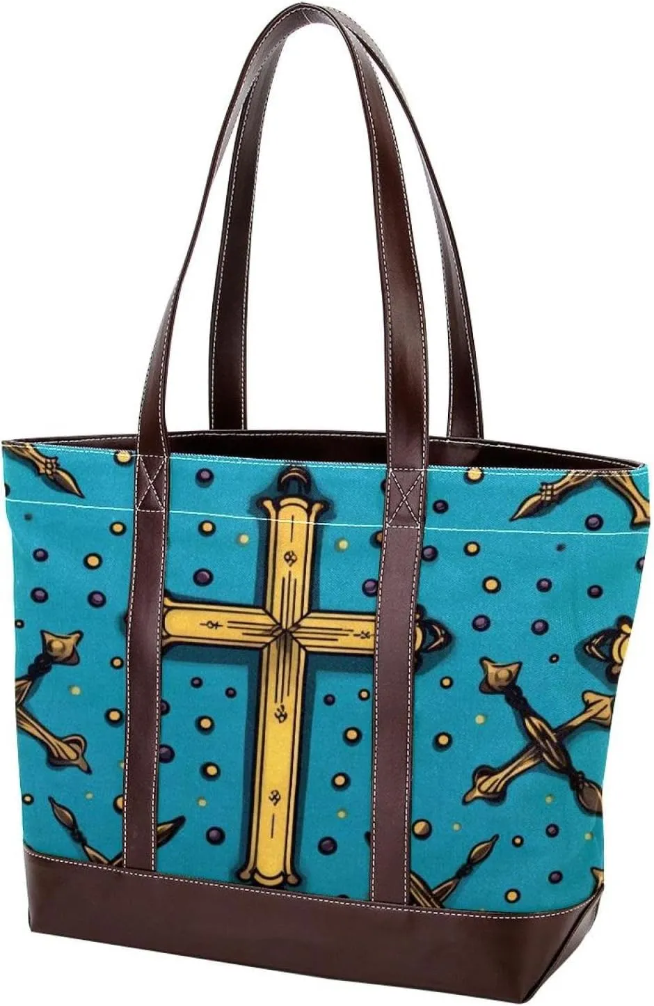 Holy Easter Cross-1068 Shoulder Purses for Women Large Soft Washed Leather Purses and Durable Handbags