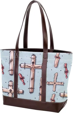 Holy Easter Cross-1090 Tote Bags Durable Leather Canvas Purses and Handbags for Women Top Handle Shoulder Satchel Hobo Bags