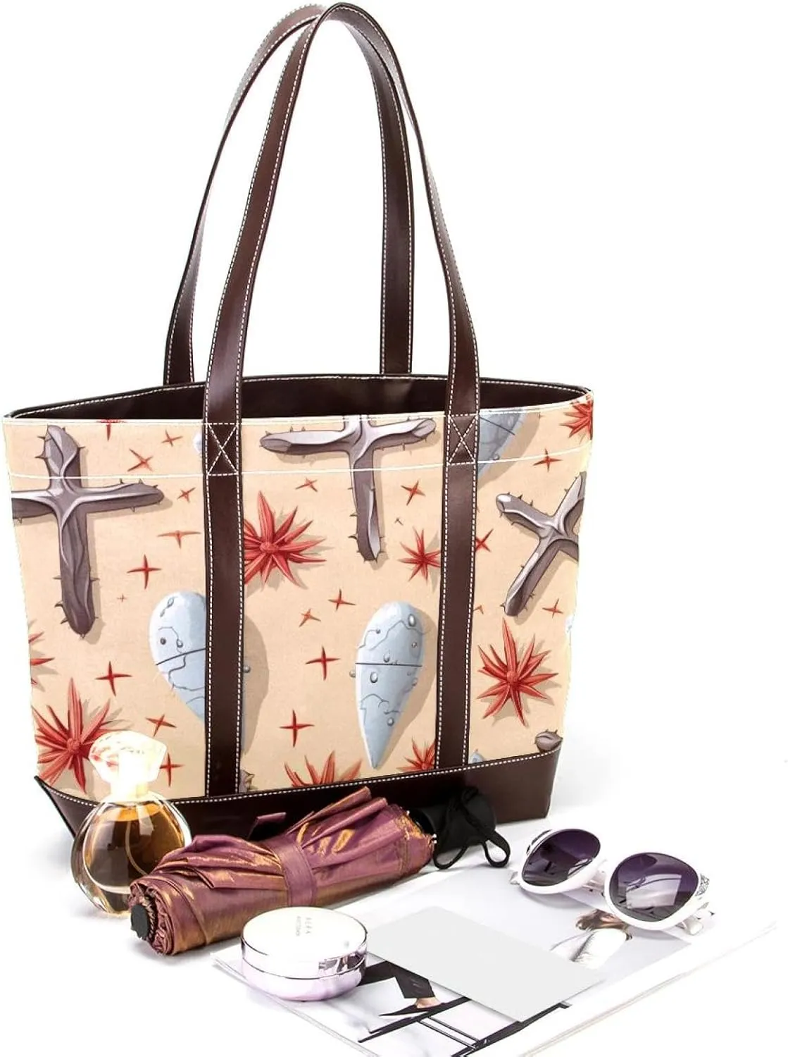 Holy Easter Cross-1090 Tote Bags Durable Leather Canvas Purses and Handbags for Women Top Handle Shoulder Satchel Hobo Bags