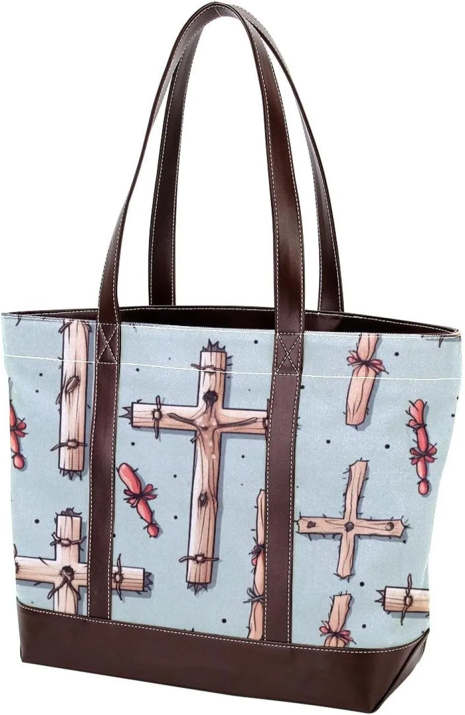 Holy Easter Cross-1090 Tote Bags Durable Leather Canvas Purses and Handbags for Women Top Handle Shoulder Satchel Hobo Bags