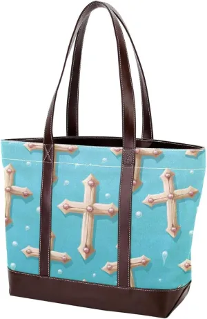 Holy Easter Cross-1123 Tote Bags Durable Leather Canvas Purses and Handbags for Women Top Handle Shoulder Satchel Hobo Bags