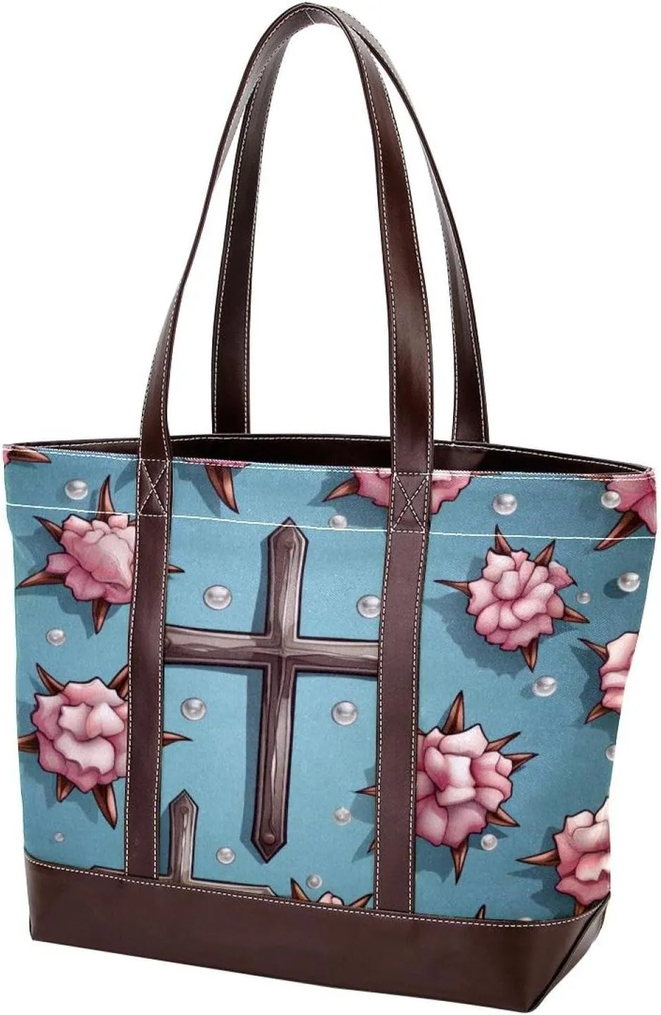 Holy Easter Cross-1123 Tote Bags Durable Leather Canvas Purses and Handbags for Women Top Handle Shoulder Satchel Hobo Bags
