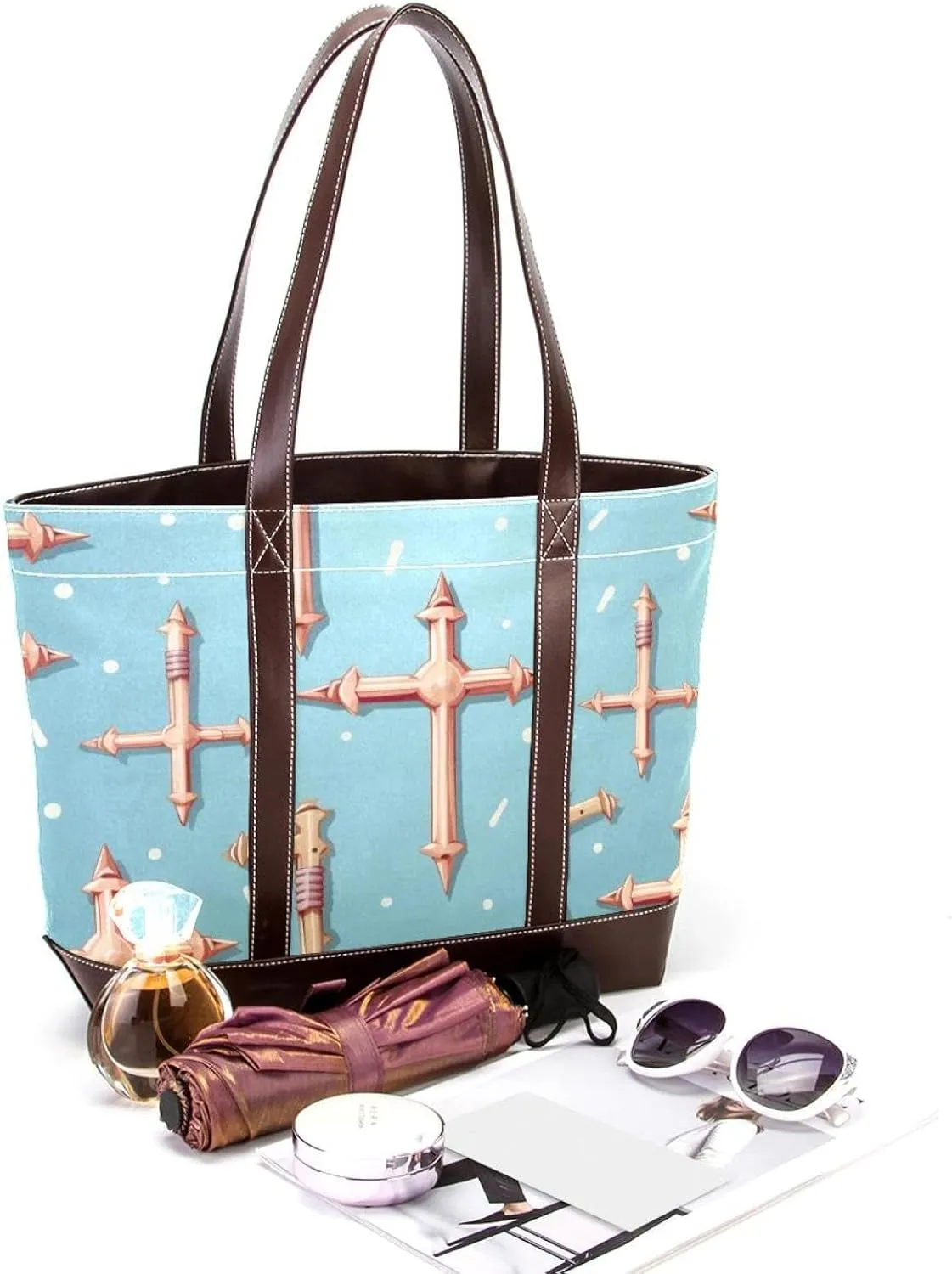 Holy Easter Cross-1123 Tote Bags Durable Leather Canvas Purses and Handbags for Women Top Handle Shoulder Satchel Hobo Bags