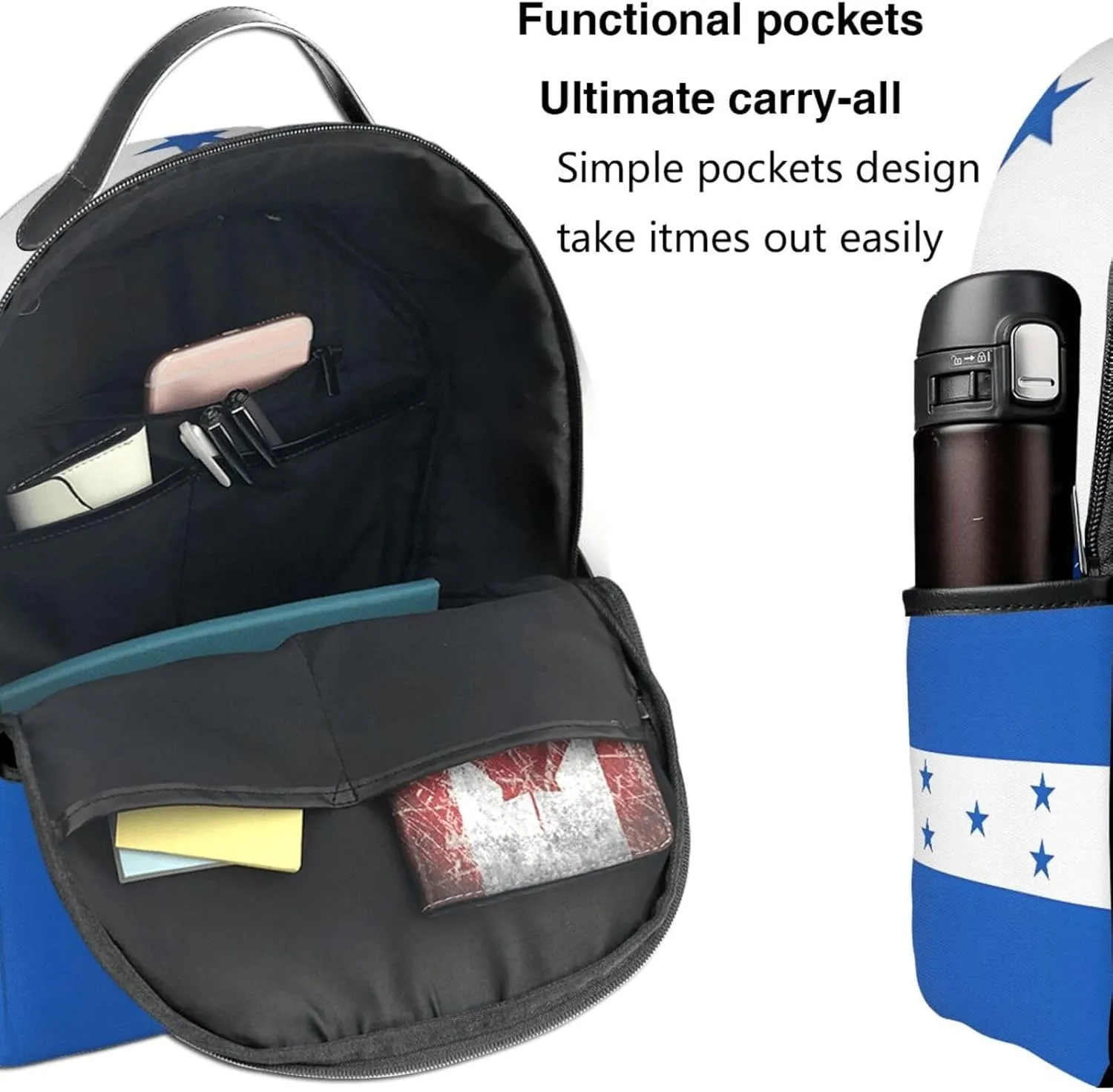 Honduran Flag Casual Backpacks Laptop Backpack Carry-on Daypack Sports Travel Rucksack Lightweight Working Bag for Outdoor Hiking Cycling Walking