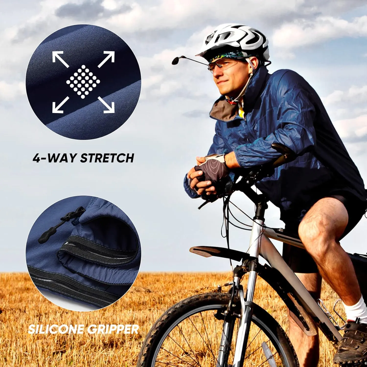 HOTSUIT Cycling Rain Jacket for Men Breathable Running Jacket Waterproof Biking Windbreaker