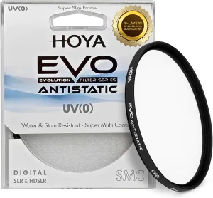 Hoya EVO Antistatic 58mm UV Filter — Camera Filters with 16-Layer SMC Coating, 3mm Thick, UV Optical Glass for Superior Resolution - Dust, Stain & Scratch-Resistant for Clear & Distortion-Free Images
