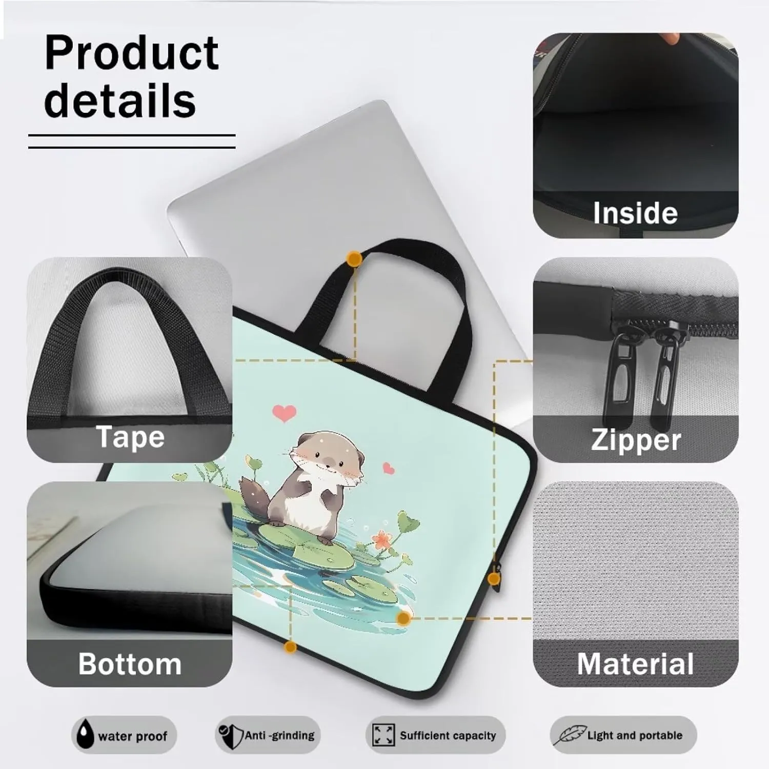HUGS IDEA Laptop Sleeve with Handle Briefcase Shockproof Protective Case Computer Bag Handbags