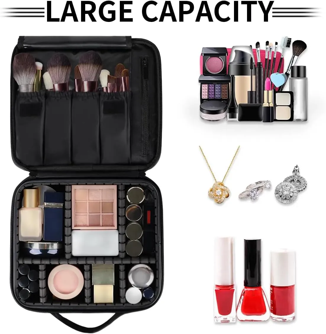 Hummingbird Travel Makeup Train Case Cosmetic Bag Organizer Portable Sage Green Eucalyptus Leaves Storage Bag with Adjustable Dividers for Cosmetics Makeup Brushes Toiletry Jewelry