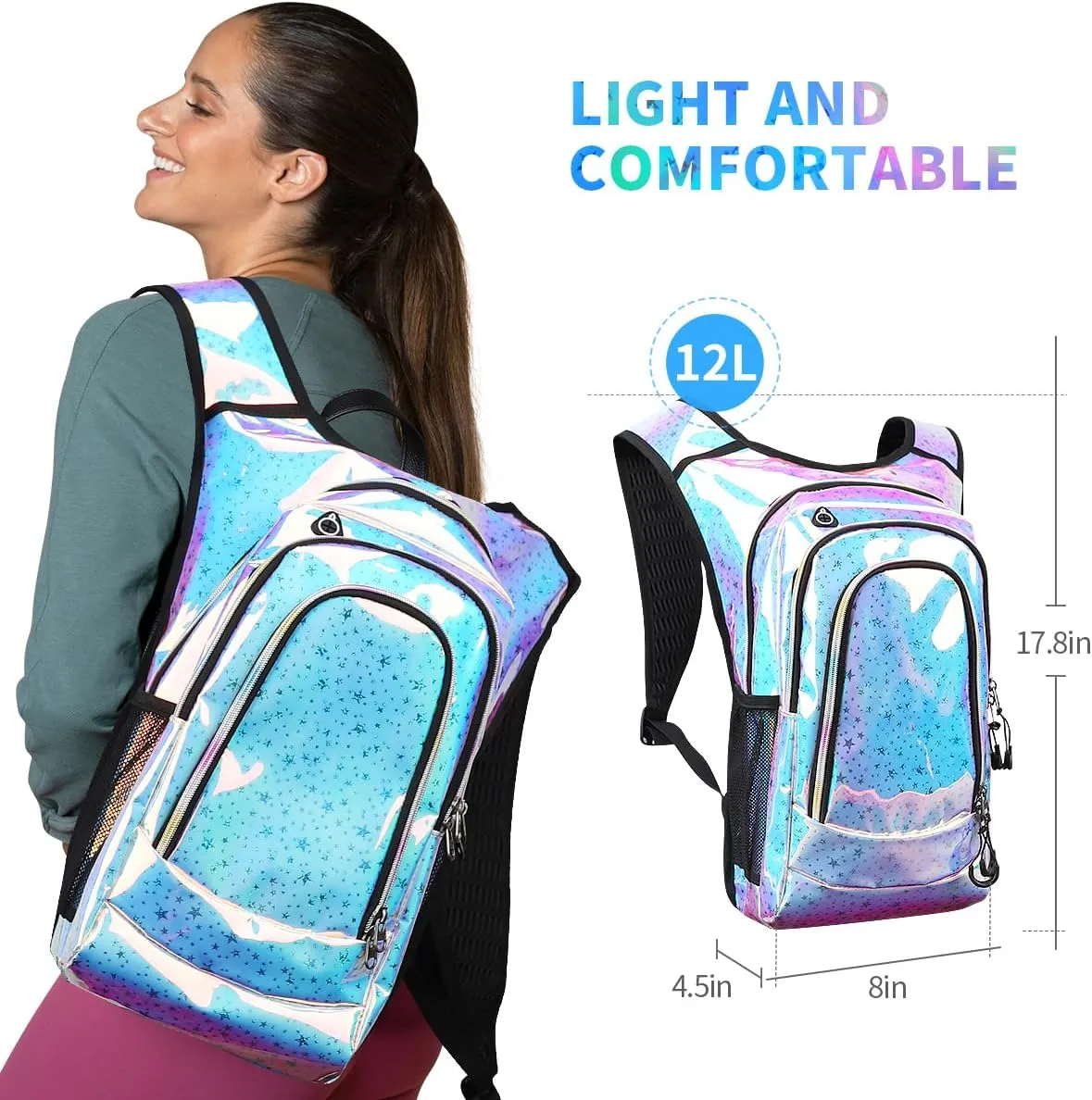 Hydration Pack, Hydration Backpack with 2L Hydration Bladder, Festival Essential Water Backpack, Lightweight Hydration Bag Hydropack Hydro for Running, Biking, Music Festival Gear, Rave