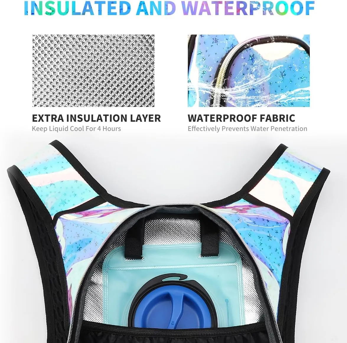 Hydration Pack, Hydration Backpack with 2L Hydration Bladder, Festival Essential Water Backpack, Lightweight Hydration Bag Hydropack Hydro for Running, Biking, Music Festival Gear, Rave