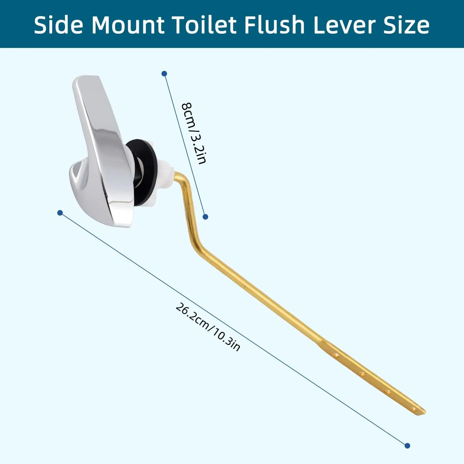 Hygie Rinse 2Pack Universal Side Mount Toilet Handle Replacement Kit Compatible with Kohler K-GP30324-CP/Glacier Bay Toilet with Flapper Chains, Metal Toilet Flusher Lever, Chrome