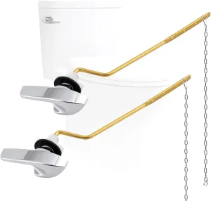 Hygie Rinse 2Pack Universal Side Mount Toilet Handle Replacement Kit Compatible with Kohler K-GP30324-CP/Glacier Bay Toilet with Flapper Chains, Metal Toilet Flusher Lever, Chrome