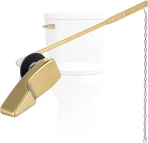 Hygie Rinse Front Mount Metal Toilet Handle Replacement Kit Compatible with American Standard/Mansfield/Gerber Toilet, Toilet Tank Flusher Lever with Flapper Chain, Shiny Gold