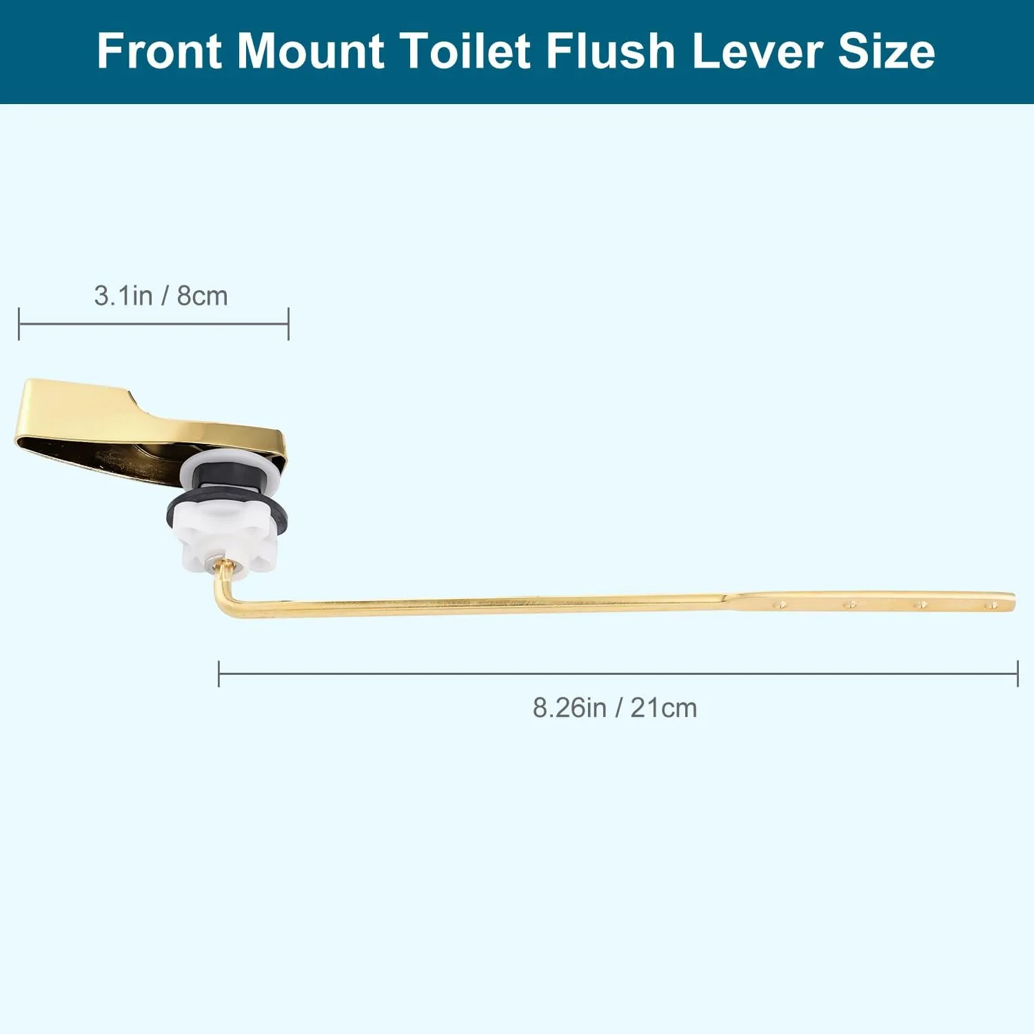 Hygie Rinse Front Mount Metal Toilet Handle Replacement Kit Compatible with American Standard/Mansfield/Gerber Toilet, Toilet Tank Flusher Lever with Flapper Chain, Shiny Gold