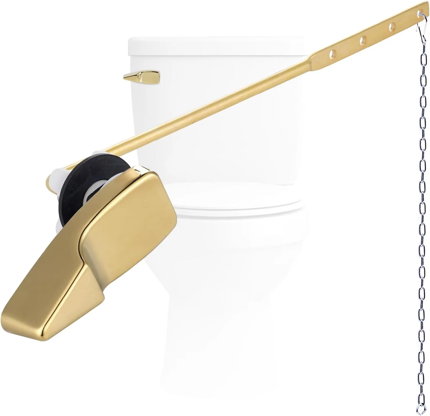 Hygie Rinse Front Mount Metal Toilet Handle Replacement Kit Compatible with American Standard/Mansfield/Gerber Toilet, Toilet Tank Flusher Lever with Flapper Chain, Shiny Gold