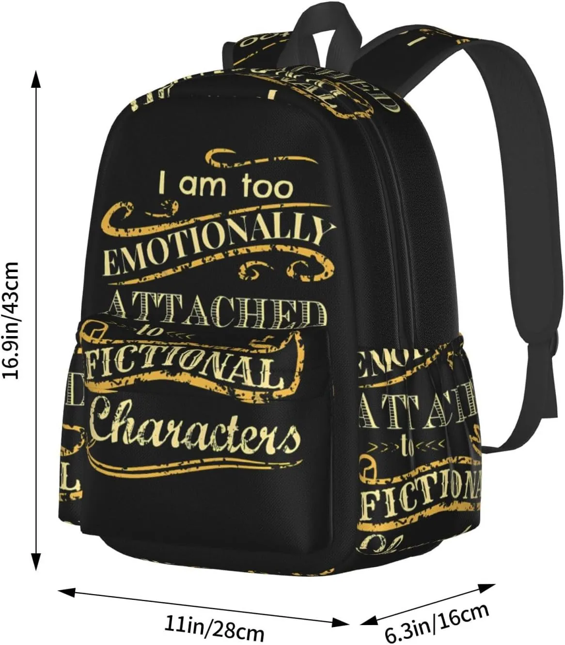 I Am Too Emotionally Attached To Fictional Characters Laptop Backpack Shoulder Bag Laptop Pack Travel Backpacks Commuter Back Pack Casual Daypack Bags With Side Pockets