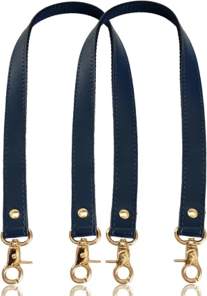 IBWel 2pcs 24 Inch Leather Replacement Handles Purses Straps Handbags Shoulder Bag Strap with Swivel Lobster Buckles (Blue-Gold Hardware)