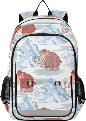 Ice Age Animal Mammoth Backpack Lightweight Bookbag Travel Laptop Backpack College School Computer Bag with Reflective Stripes