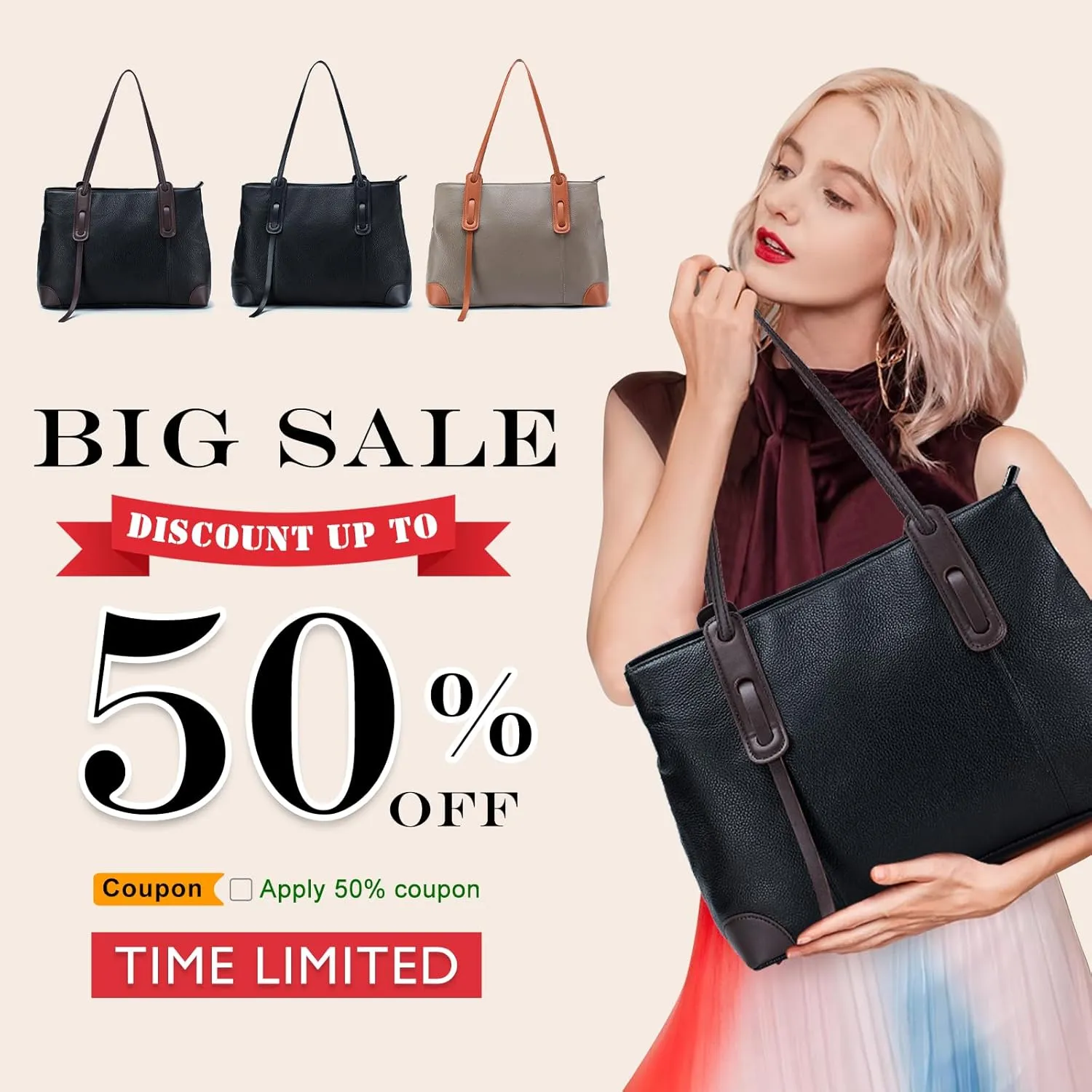 imeetu Genuine Leather Tote Shoulder Handbag Purse for Women, Large Capacity Bag Waterproof Big Tote Shoulder Bag