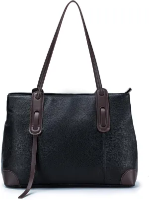 imeetu Genuine Leather Tote Shoulder Handbag Purse for Women, Large Capacity Bag Waterproof Big Tote Shoulder Bag