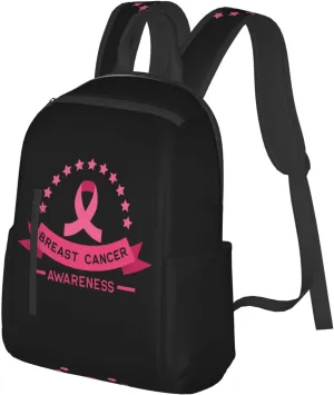 In October We Wear Pink Ribbon Breast Cancer Awareness Backpack Bags Adjustable Casual Daypack Rucksack Travel Holder Bookbags For Women Men Adult 17 Inches