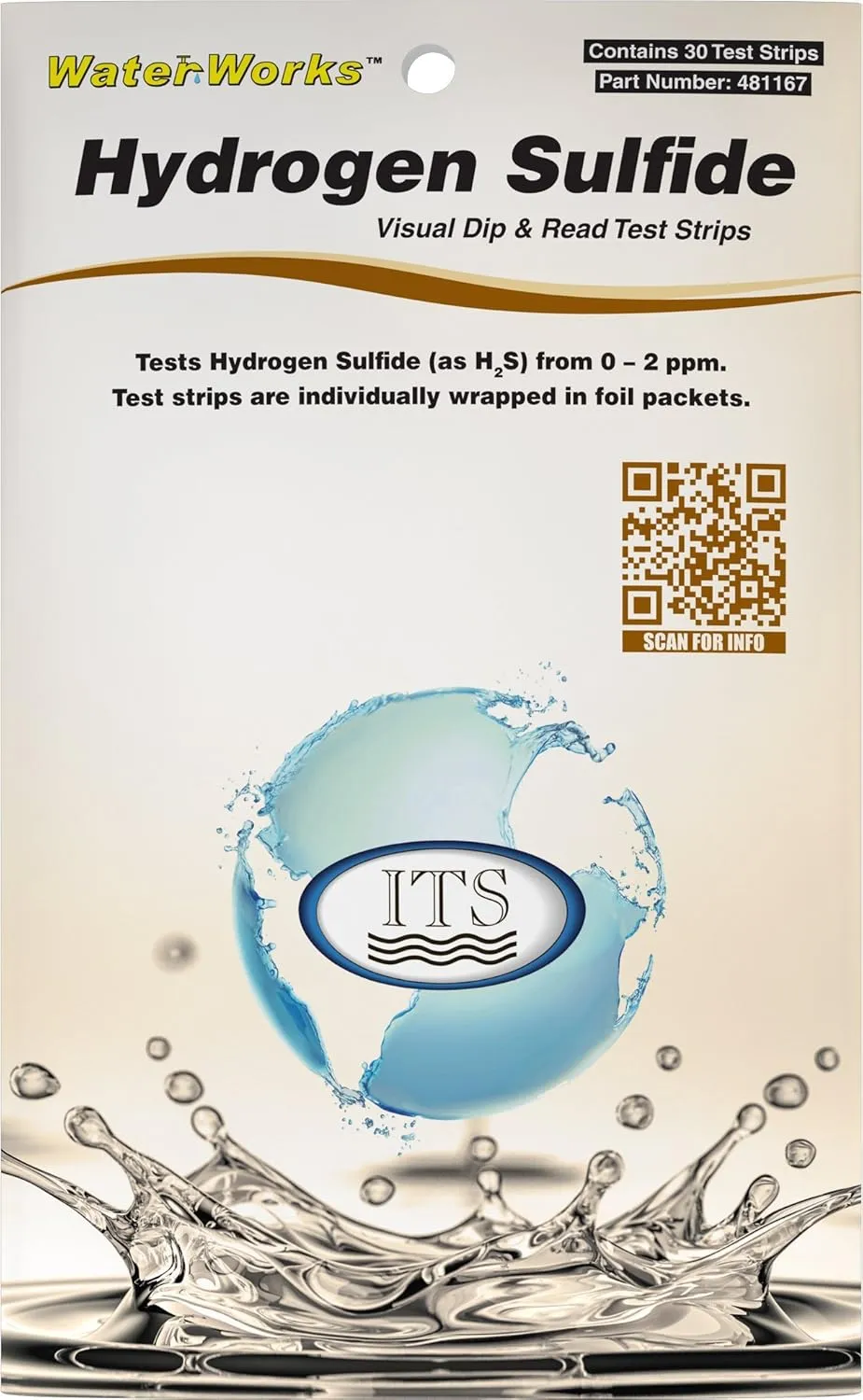 Industrial Test Systems 481167 WaterWorks Hydrogen Sulfide Water Test Strips, 30 foil Packed Tests