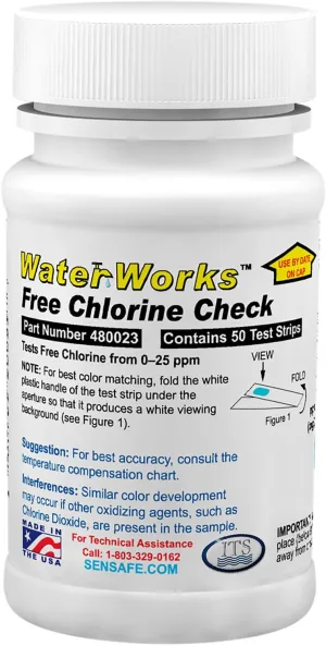 Industrial Test Systems WaterWorks 480023 Free Chlorine Test Strip, 5 Second Test Time, 0-25ppm Range (Pack of 50) (2 Pack) 480023-2 0