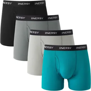 INNERSY Men's Breathable Mesh Boxer Briefs Cooling Moisture Wicking Underwear for Summer 4-Pack