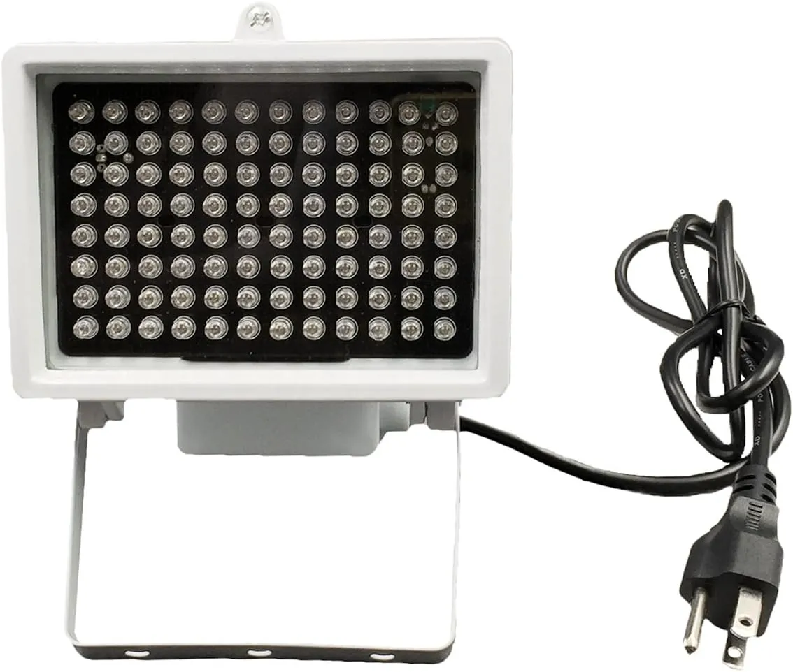 IR Illuminator, AC 110V - 220V 850nm Infrared 96 LED Night Vision Waterproof Lamp for Indoor Outdoor Security CCTV Camera, Long Range 80m (263 feet) and Wide Angle 60 Degree
