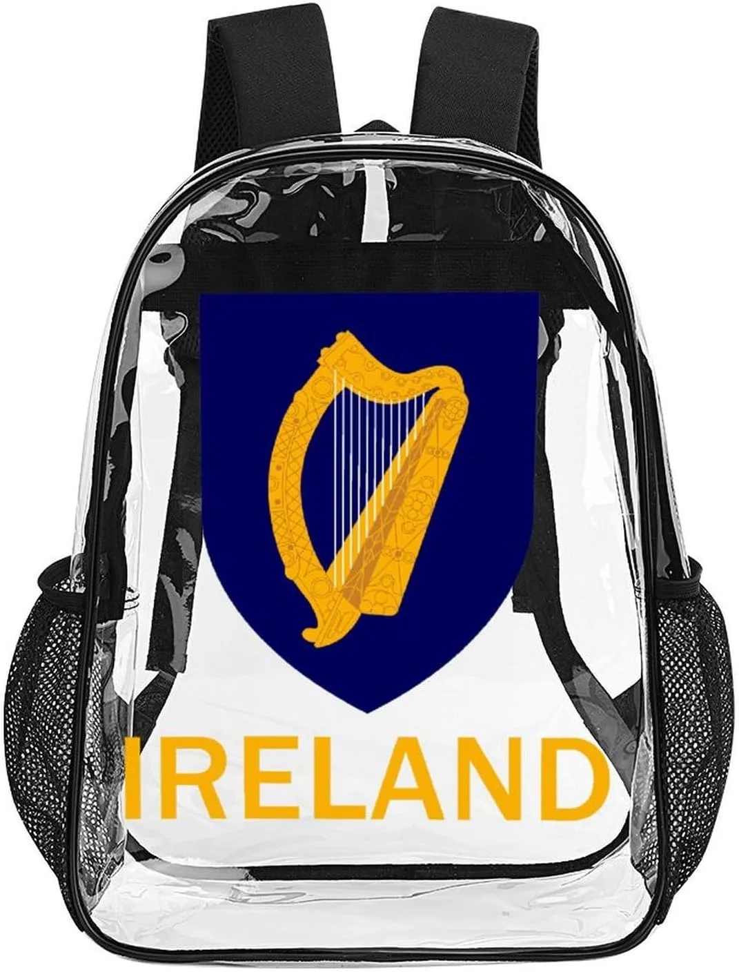 Irish Ireland National Emblem Clear Shoulders Bag Unisex Backpack for Camping Hiking Travel