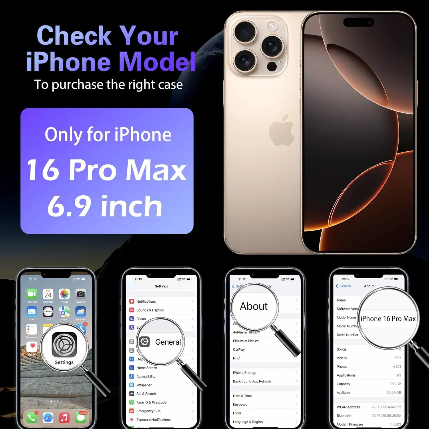 IYH 360° Rotatable Stand for iPhone 16 Pro Max Case [Compatible with Magsafe], Magnetic Ring Military Grade Shockproof Translucent Back,Matte(White)