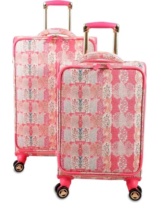 J World New York Bella Collaboration 2-Piece Luggage Set, Pink Forest, One Size